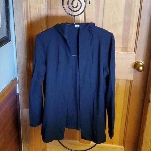 J. Jill Pure Jill Black Hooded Sz. M Cardigan - Picture 2 of 8